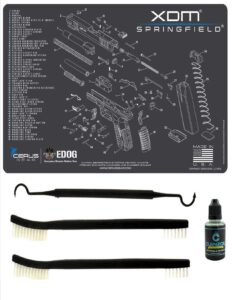 springfield armory xdm 5 pc edog cerus gear schematic exploded view heavy duty pistol cleaning 12x17 padded gun-work surface protector mat solvent & oil resistant & 3 pc cleaning essentials & clenzoil