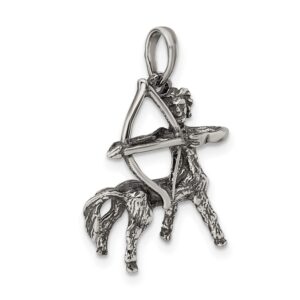 Jewelry Stores Network Sagittarius Centaur Archer Zodiac Sign Pendant In 925 Sterling Silver 22 mm x 19 mm