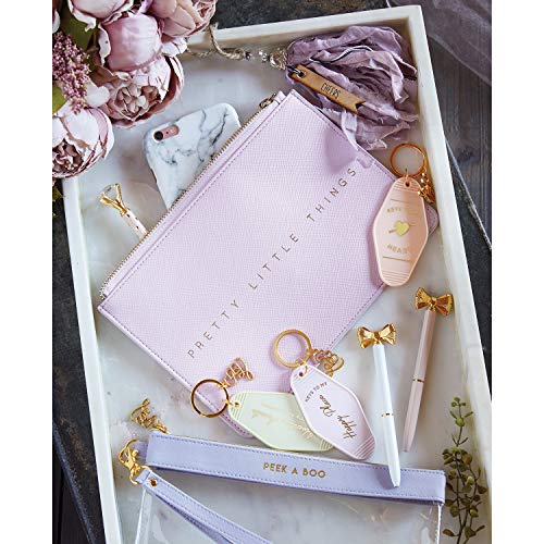 Santa Barbara Design Studio Keychain Lili + Delilah Small Gifts Vintage Motel Key Tag Key Ring, 3.5" Long, Happy Place (Lavender)