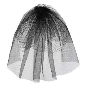 CHIC DIARY Bridal Veils for Halloween Women Birdcage Mesh Face Veil with Hair Clip for Bride Tea Cocktail Party Wedding (Black)