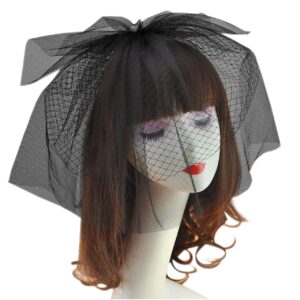 CHIC DIARY Bridal Veils for Halloween Women Birdcage Mesh Face Veil with Hair Clip for Bride Tea Cocktail Party Wedding (Black)