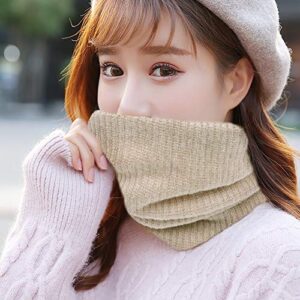 Chalier Infinity Scarf Winter Double-Layer Neck Warmer Knit Fleece Lined Circle Loop Scarves Gifts(black+khaki)