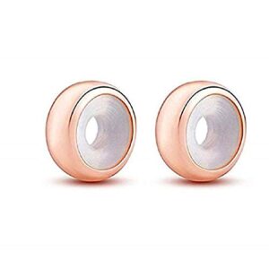 2Pcs Round Rubber Spacer Charms Clip Stopper Charms Sterling Silver Rondelle Spacer Bead for Bracelets (Rose Gold)