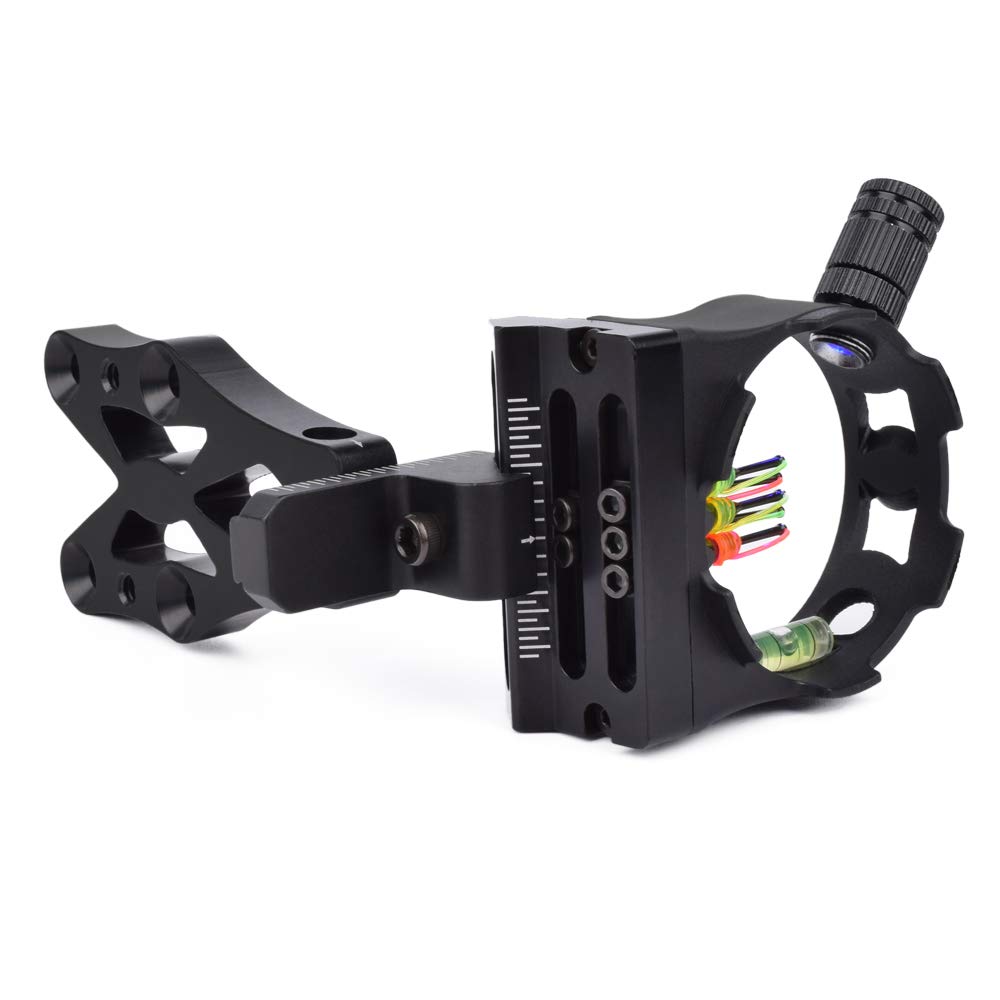 GPP 5 Pin Bow Sight - .029 Fiber, Brass Pin, Aluminum Machined - Right and Left Handed,with LED Sight Light