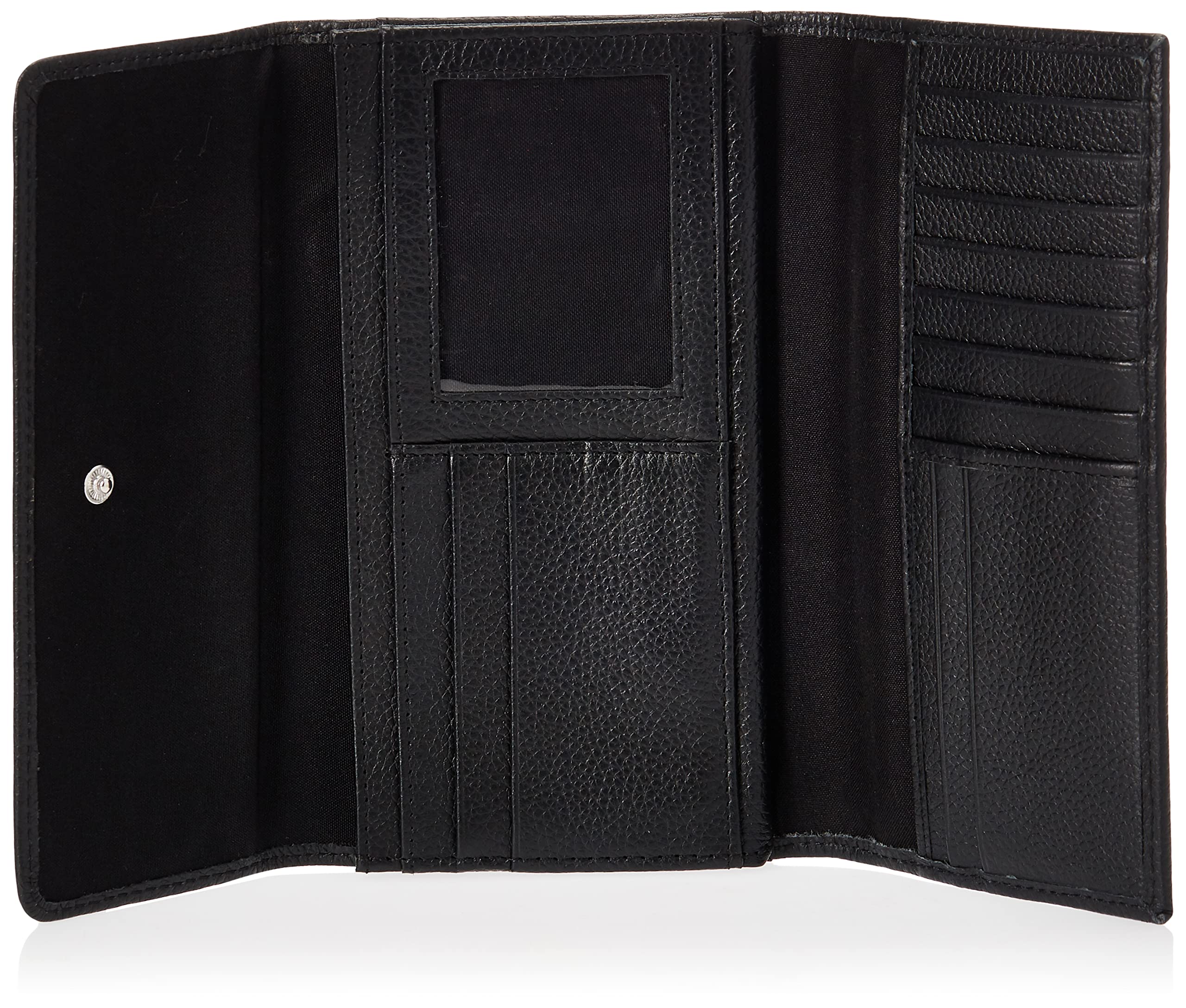 Timberland Leather RFID Flap Wallet Clutch Organizer, Black (Pebble)