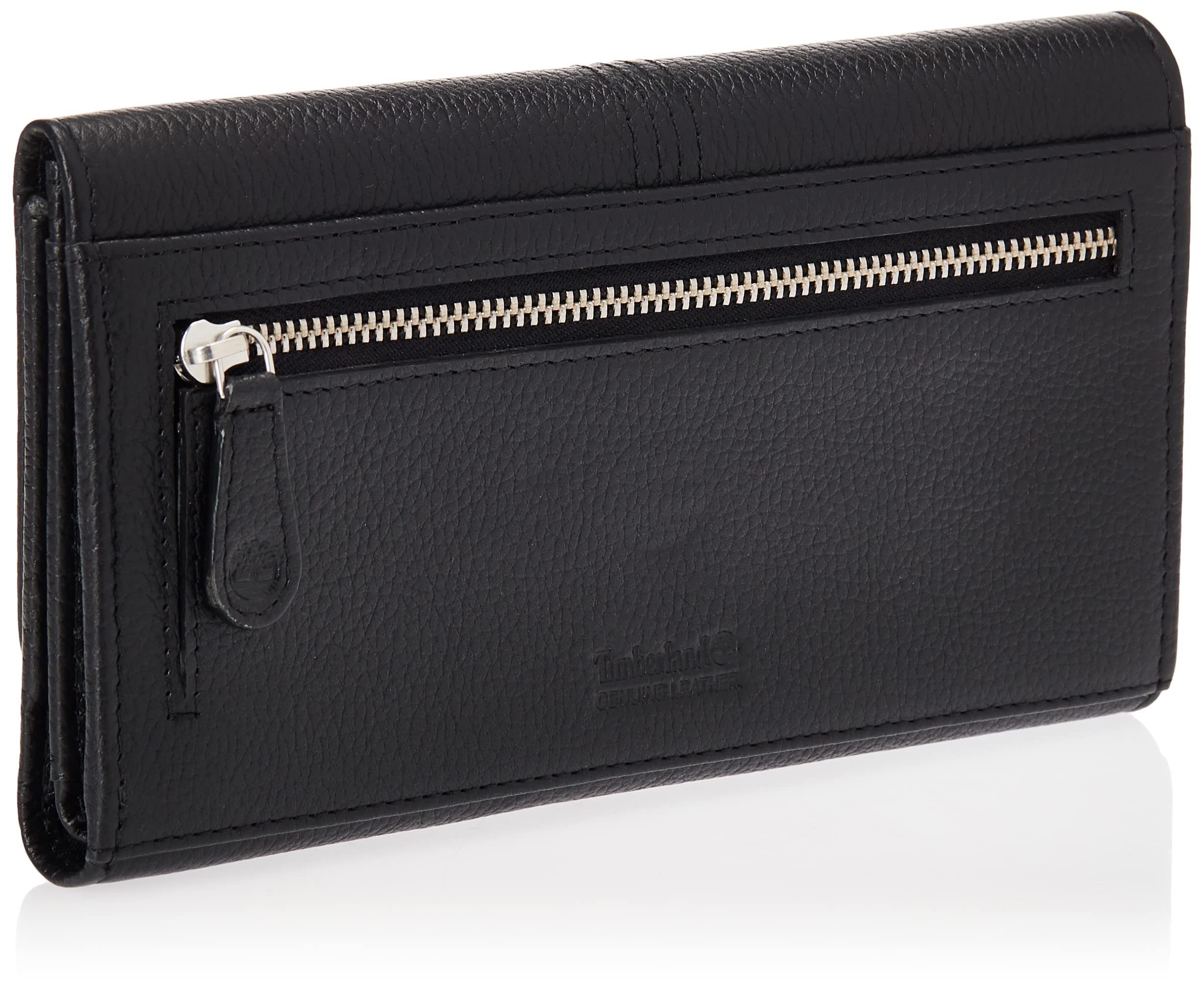 Timberland Leather RFID Flap Wallet Clutch Organizer, Black (Pebble)