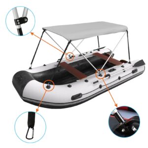 DoCred Foldable Bimini Top Boat Cover Canopy Cover 2Bow Bimini Top(63" L 39‘’-55‘’ W 43.3" H) Suitable for Boats of 3.2-4.5 FT