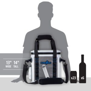 CACTUS Mojave 23 Party Kit - Insulated Soft Cooler/Non-Permeable/Long Lasting Cold Tech + Free Bonus Items: Soft Cold Pack, Neo Drink Holders, Stainless Opener w/Magnetic Front Panel (Curacao Blue)