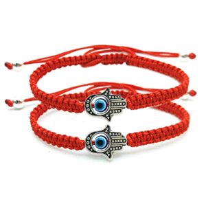 menglina unisex handmade braided rope lucky red string bracelet hamsa evil eye charm bracelet for women peaceful adjustable couple bracelets