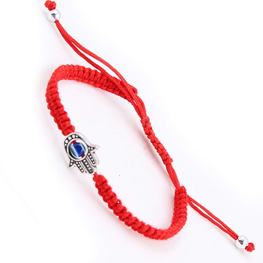 MENGLINA Unisex Handmade Braided Rope Lucky Red String Bracelet Hamsa Evil Eye Charm Bracelet for Women Peaceful Adjustable Couple Bracelets