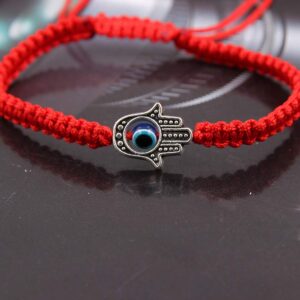 MENGLINA Unisex Handmade Braided Rope Lucky Red String Bracelet Hamsa Evil Eye Charm Bracelet for Women Peaceful Adjustable Couple Bracelets