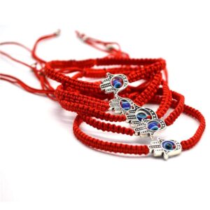 MENGLINA Unisex Handmade Braided Rope Lucky Red String Bracelet Hamsa Evil Eye Charm Bracelet for Women Peaceful Adjustable Couple Bracelets