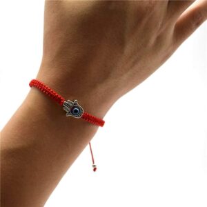 MENGLINA Unisex Handmade Braided Rope Lucky Red String Bracelet Hamsa Evil Eye Charm Bracelet for Women Peaceful Adjustable Couple Bracelets