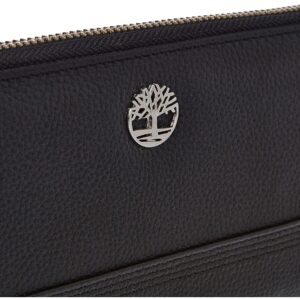 Timberland womens Leather Rfid Zip Around Wallet Clutch With Wristlet Strap, Black (Pebble), One Size