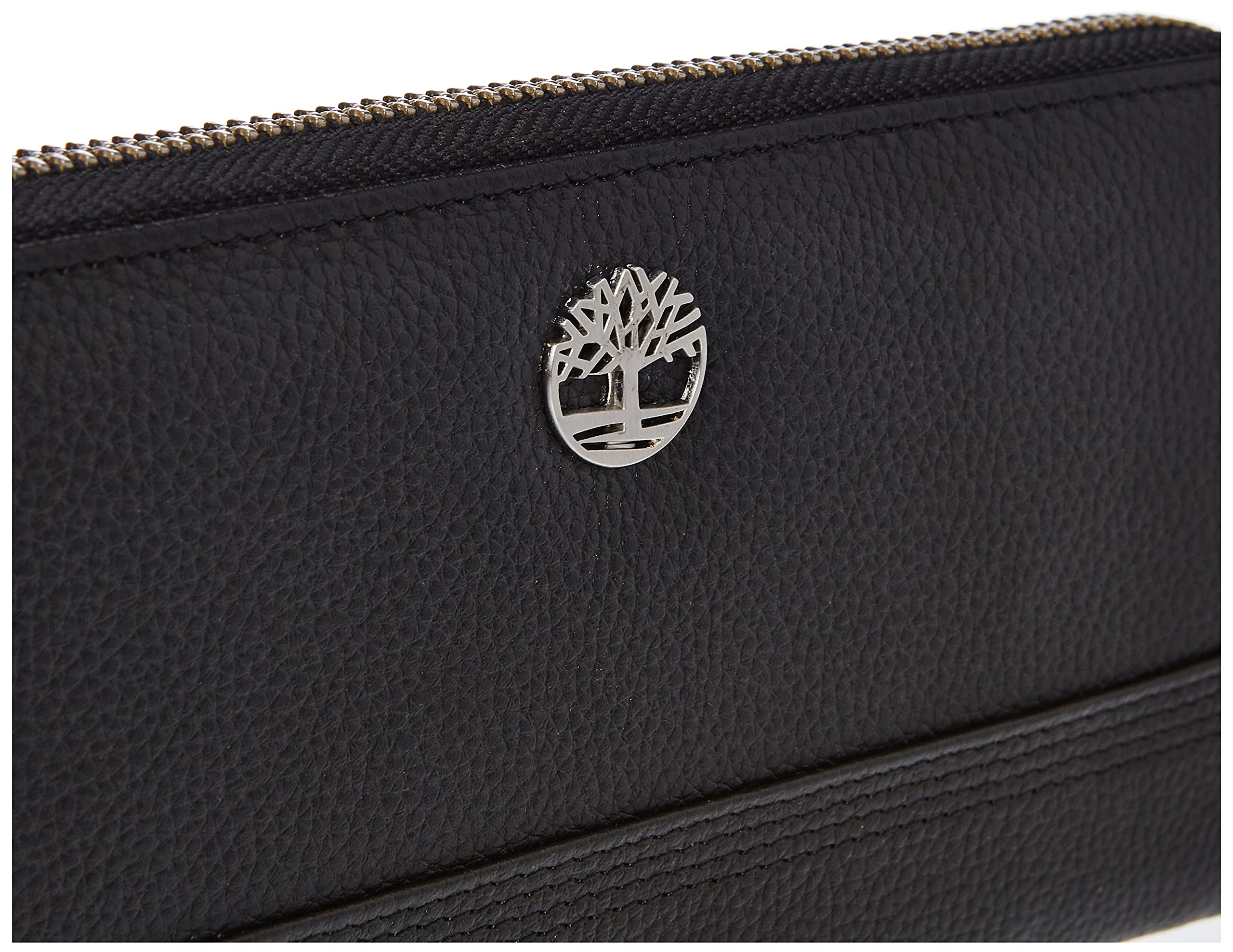 Timberland womens Leather Rfid Zip Around Wallet Clutch With Wristlet Strap, Black (Pebble), One Size