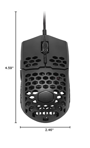 Cooler Master MM710 53G Gaming Mouse with Lightweight Honeycomb Shell, Ultralight Ultraweave Cable, Pixart 3389 16000 DPI Optical Sensor