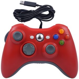 ONE250 USB Wired Game Pad Controller, Compatible with Xbox 360, Xbox 360 Slim, Windows PC - Replacement USB Wired Gamepad (Red)