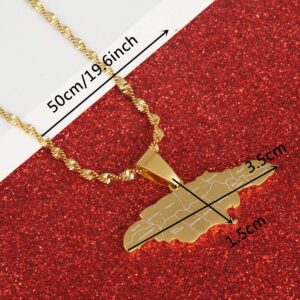 Stainless Steel Jamaica Map With City Pendant Necklace for Women Jamaica Maps Chain (Gold Color)