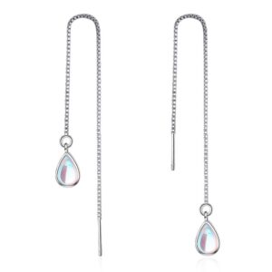 elegant 925 sterling silver drop earrings colorful droplet dangle threader earrings for women