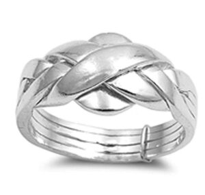 body colorz .925 sterling silver puzzle braid new ring polished 925 band 11mm sizes 5-15 (9)