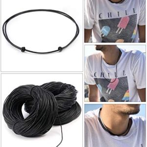 POTESSA Black Leather Cord Choker Necklace Double Knotted Adjustable Necklace Minimalist Jewelry for Women Men Unisex