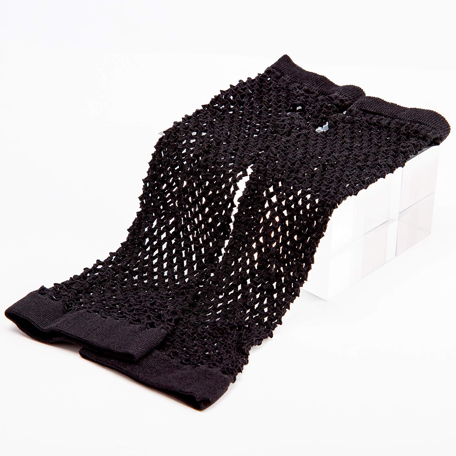 SAVITA Black Long Fishnet Gloves for 80s Costume Evening Party Supplies (Pack of 2)