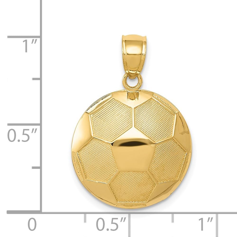 Diamond2Deal 14k Yellow Gold Soccer Ball Pendant (L- 24 mm W- 17 mm)