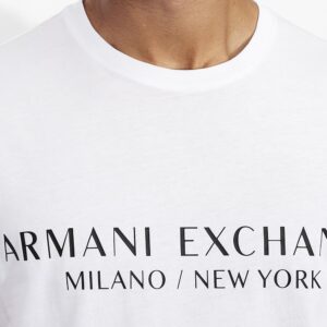 A｜X ARMANI EXCHANGE Men's Short Sleeve Milan New York Logo Crew Neck T-Shirt, White, L