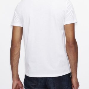 A｜X ARMANI EXCHANGE Men's Short Sleeve Milan New York Logo Crew Neck T-Shirt, White, L