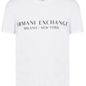 A｜X ARMANI EXCHANGE Men's Short Sleeve Milan New York Logo Crew Neck T-Shirt, White, L