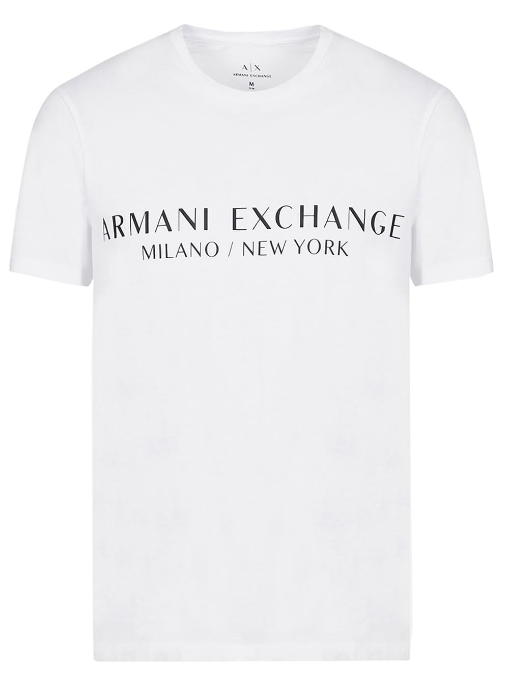 A｜X ARMANI EXCHANGE Men's Short Sleeve Milan New York Logo Crew Neck T-Shirt, White, L