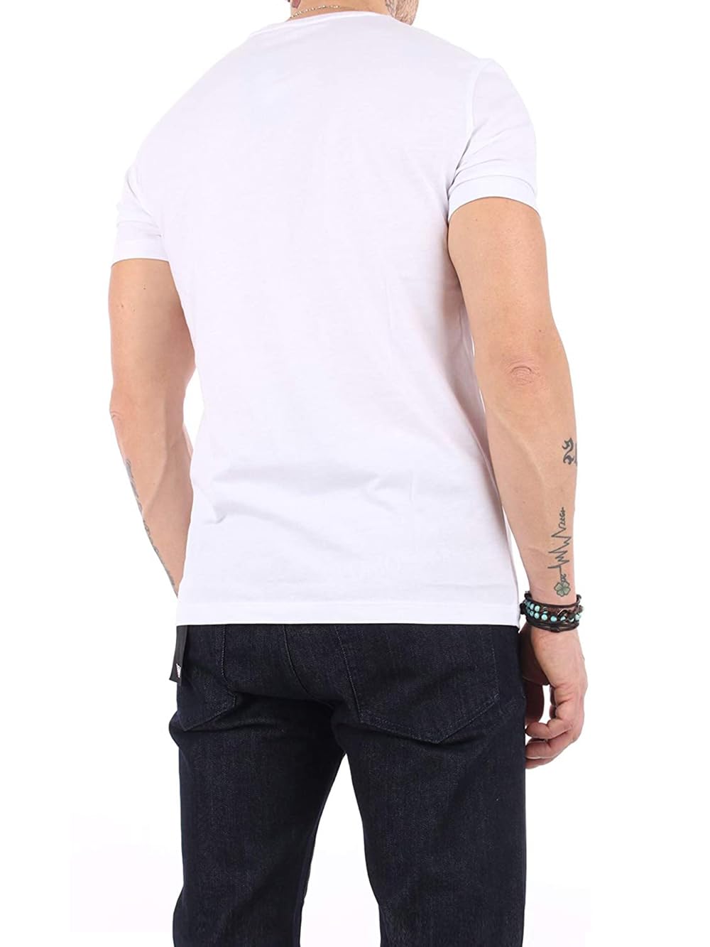 A｜X ARMANI EXCHANGE Men's Short Sleeve Milan New York Logo Crew Neck T-Shirt, White, L