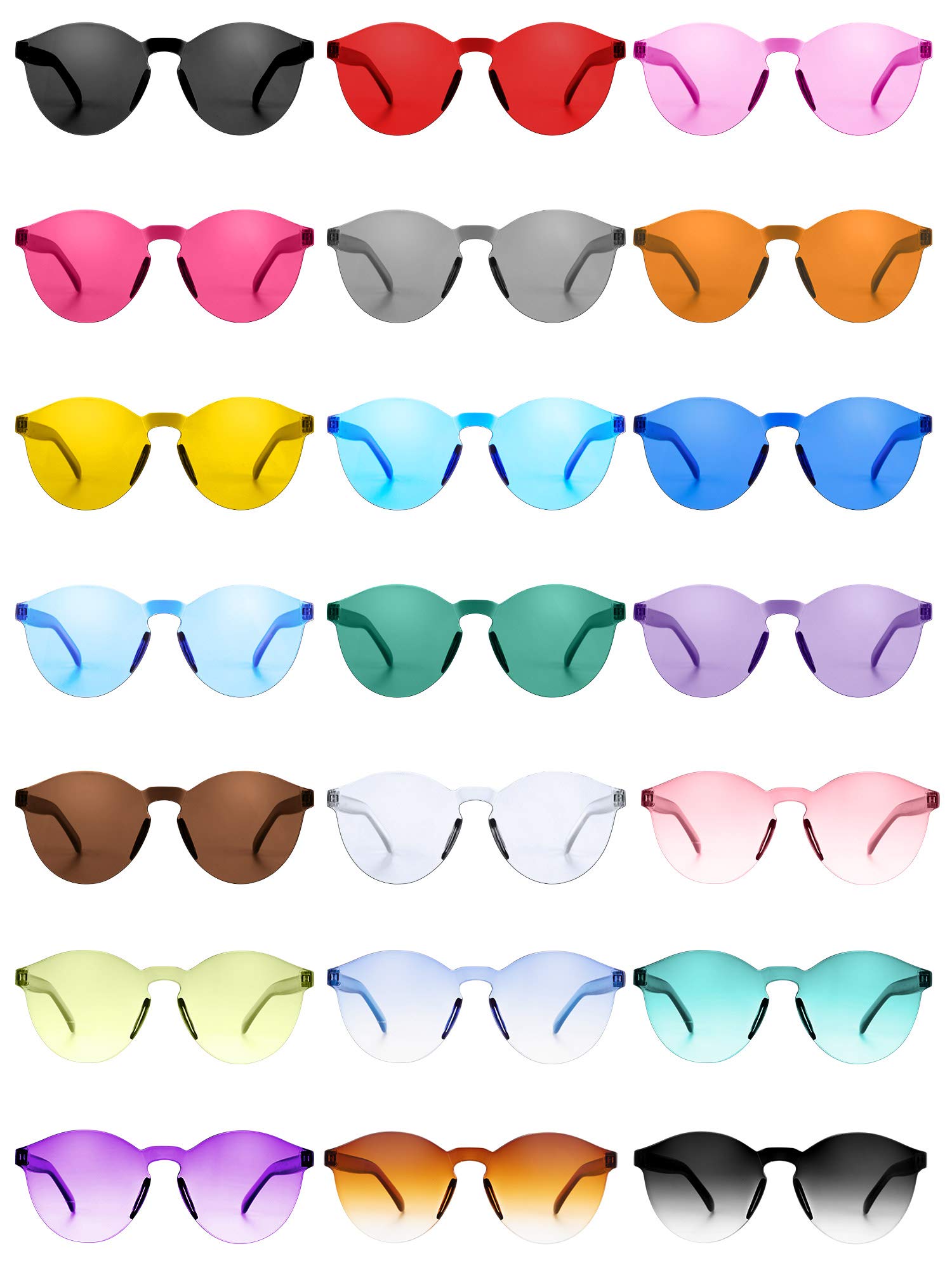 Gejoy 21 Pieces Round Rimless Sunglasses Transparent Candy Color Tinted Eyewear, Multicoloured, Medium