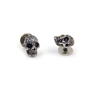 Black Skull Cufflinks and Dress Shirt Studs Set for Tuxedo Party Gift Accessories