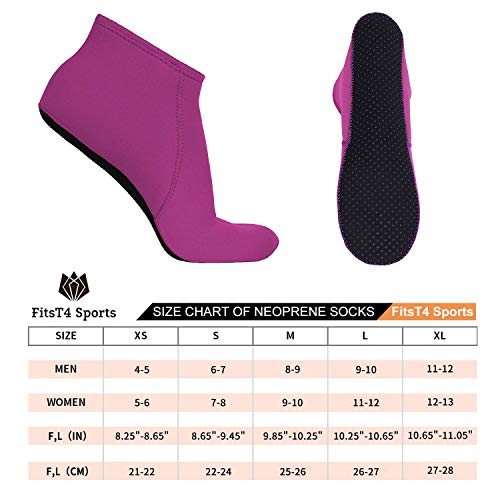 FitsT4 Sports Neoprene Water Socks 3mm Snorkel Fin Anti-Slip Sock Swim Men Women Dive Wetsuit Booties Perfect for Scuba Surfing Kayaking Beach Volleyball Soccer