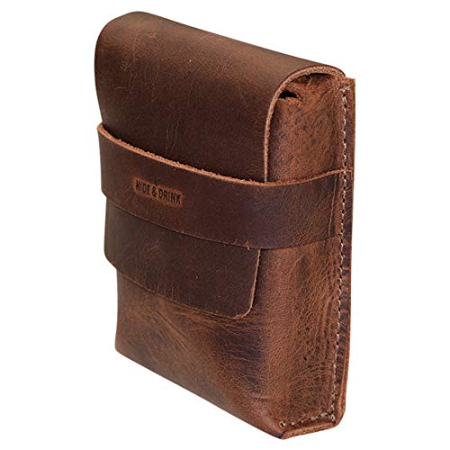 Hide & Drink, Card Organizer Pouch, Holds Up to 12 Cards Plus Folded Bills, Coin Holder, Vintage Case, Stylish Accessories, Full Grain Leather, Handmade, Bourbon Brown