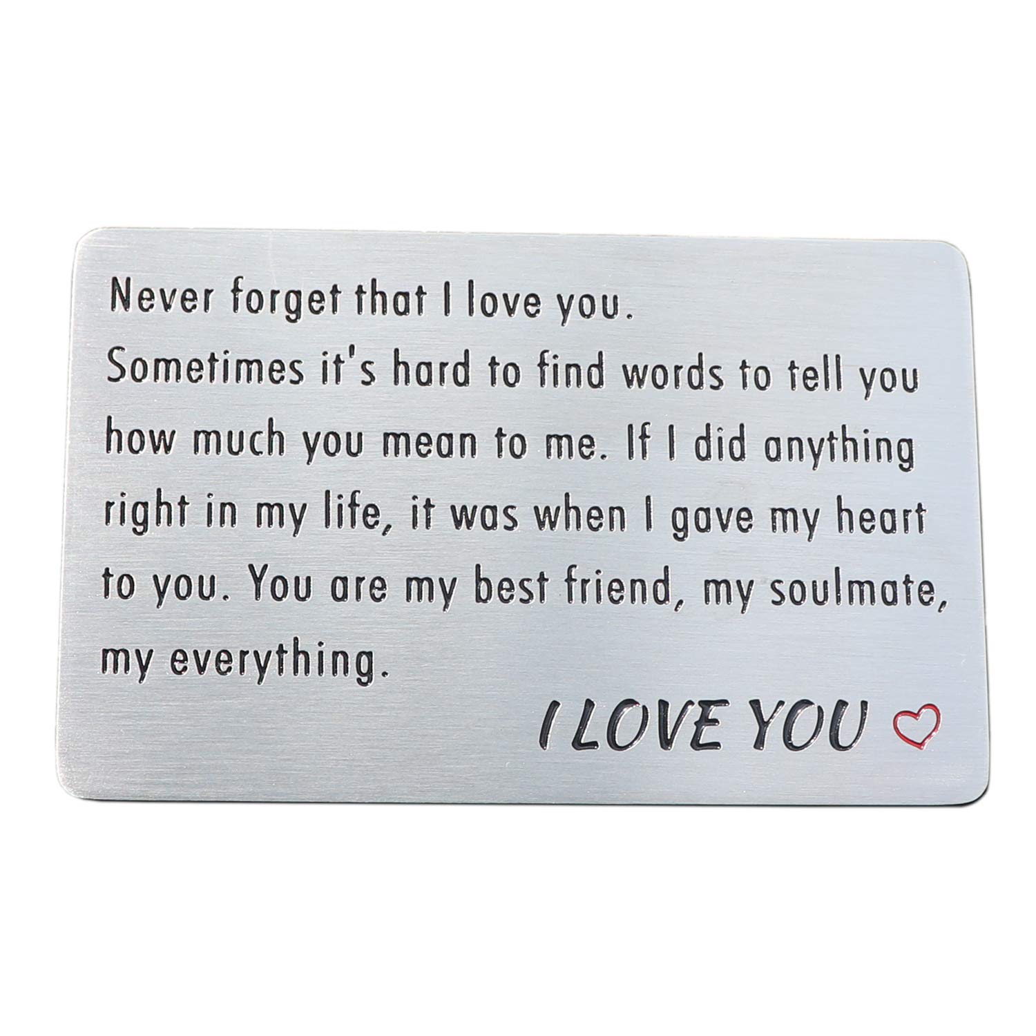 Engraved Wallet Card Insert, Stainless Steel Anniversary Wallet Cards Gifts from Wife for Husband Men Boyfriend