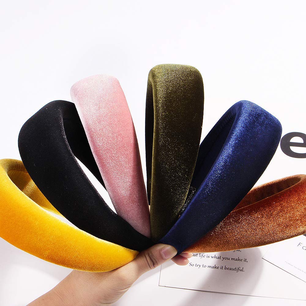 Ivyu Headbands Women Hair Head Bands - 6 Pcs Diademas Para Mujer De Moda Accessories Velvet Padded Head Bands Cute Beauty Fashion Hairbands Girls Vintage Thick Hair Bands