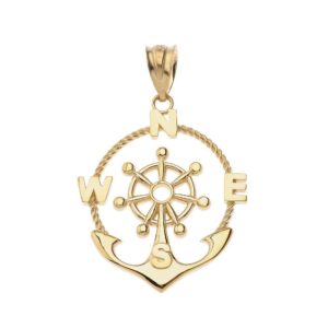 10k yellow gold compass pendant