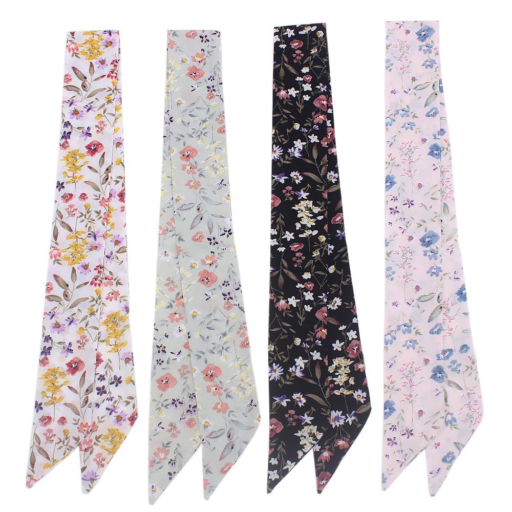 Uainhrt 4pcs Morning Glory Design Bag Handbag Handle Ribbon Scarf Hair Head Band Neck Scarf Neckerchief Scarf Head Wrap Fashion Gifts