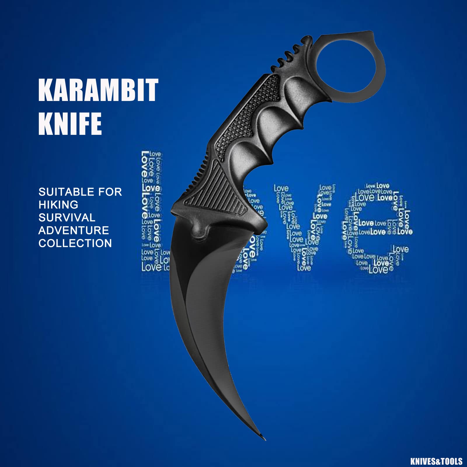 TOPOINT Karambit Knife, Stainless Steel Fixed Blade Knife with Sheath and Cord Knife CS-GO for Hunting Camping and Field Survival (Black)