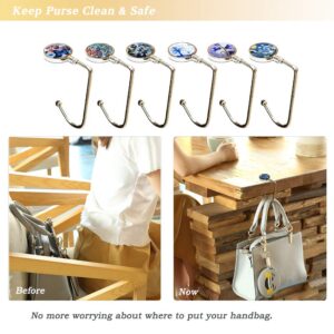 AUHOKY 6Pcs Portable Purse Hook Handbag Hanger for Table, Fashionable Long Handbag Bag Holder Under Counter for Women Girls Bags Storage Gift(6 Vintage Patterns)