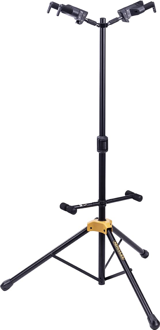 Hercules Stands GS422B PLUS Dual Guitar Stand with Auto Grip System and Foldable Yoke,Black