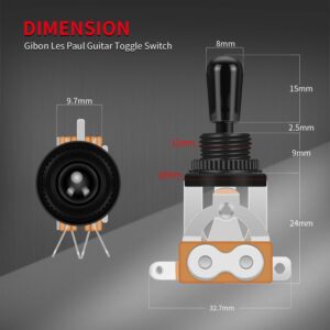 DaierTek 3 Way Guitar Toggle Switch Pickup Selector for Gibson Epiphone Les Paul Electric Guitar (Black Tip)