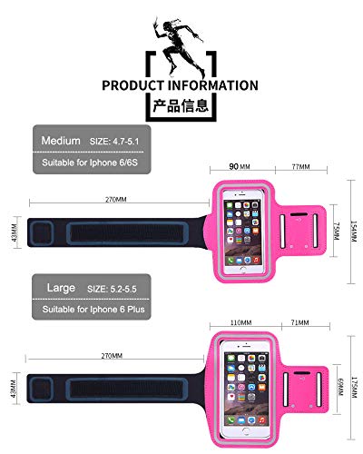 Tram Water Resistant Arm Band for Running, Hiking and Walking Fits iPhone X/XR/Xs Max 8 7 6/6s Plus. Also Samsung Galaxy S9 + S8/S7/S6 (Black, 4.7)