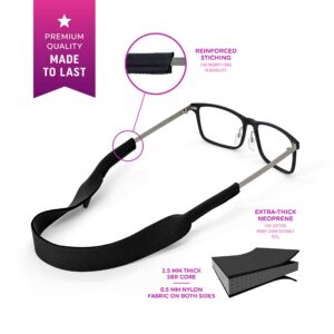 SQV Eyeglasses Holder Strap Premium Soft Neoprene Adjustable Sport Eyeglasses Holder for Men & Women - Glasses Cord Lanyard - Eyeglass Retainer (2, Black)