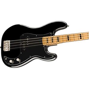 Fender Squier Classic Vibe 70s Precision Bass, Black, Maple Fingerboard, Full Size, 4 String Electric Bass Guitar