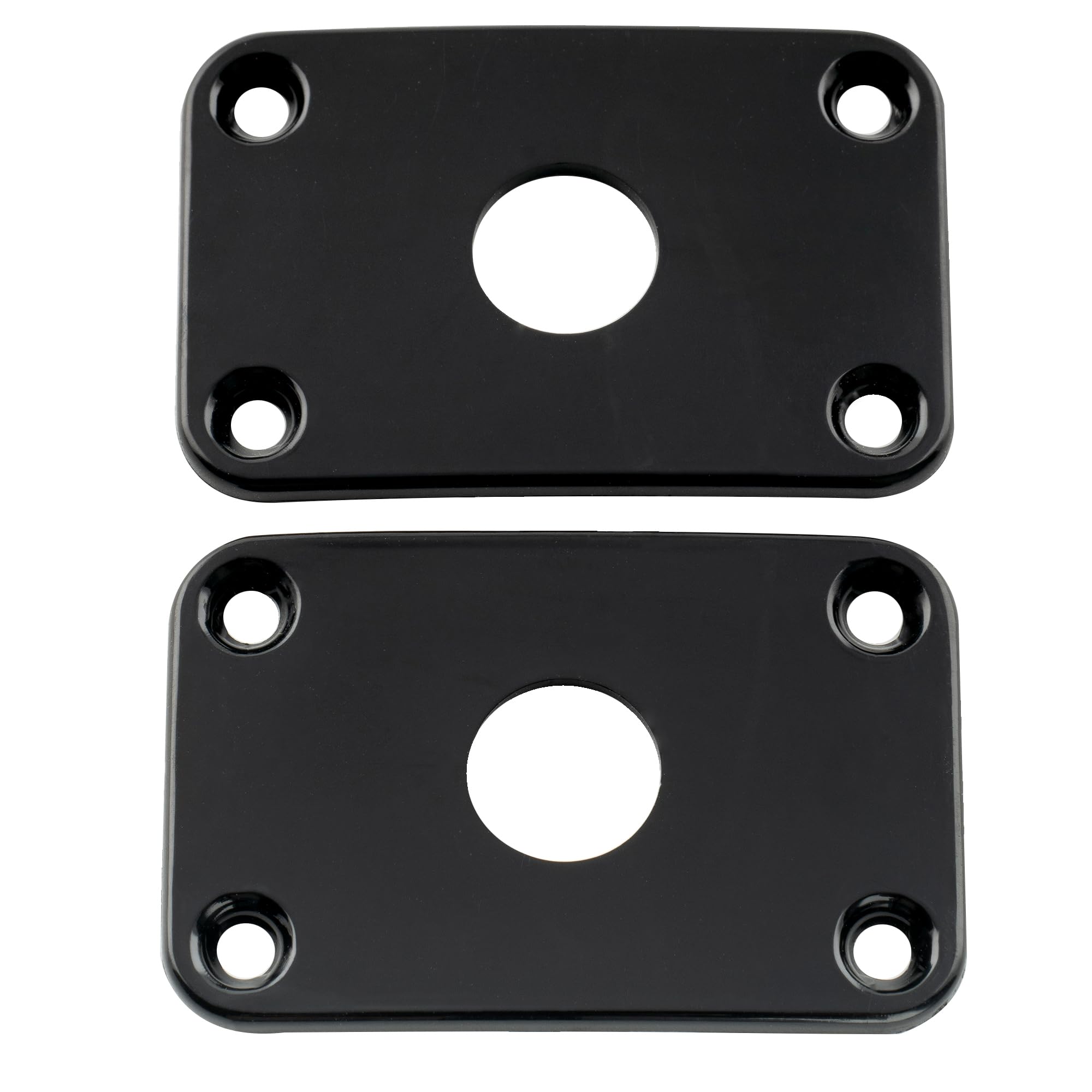 Musiclily Pro Plastic Curved Jack Plate Rectangular Jackplates for Electric Guitar, Black (Set of 2)