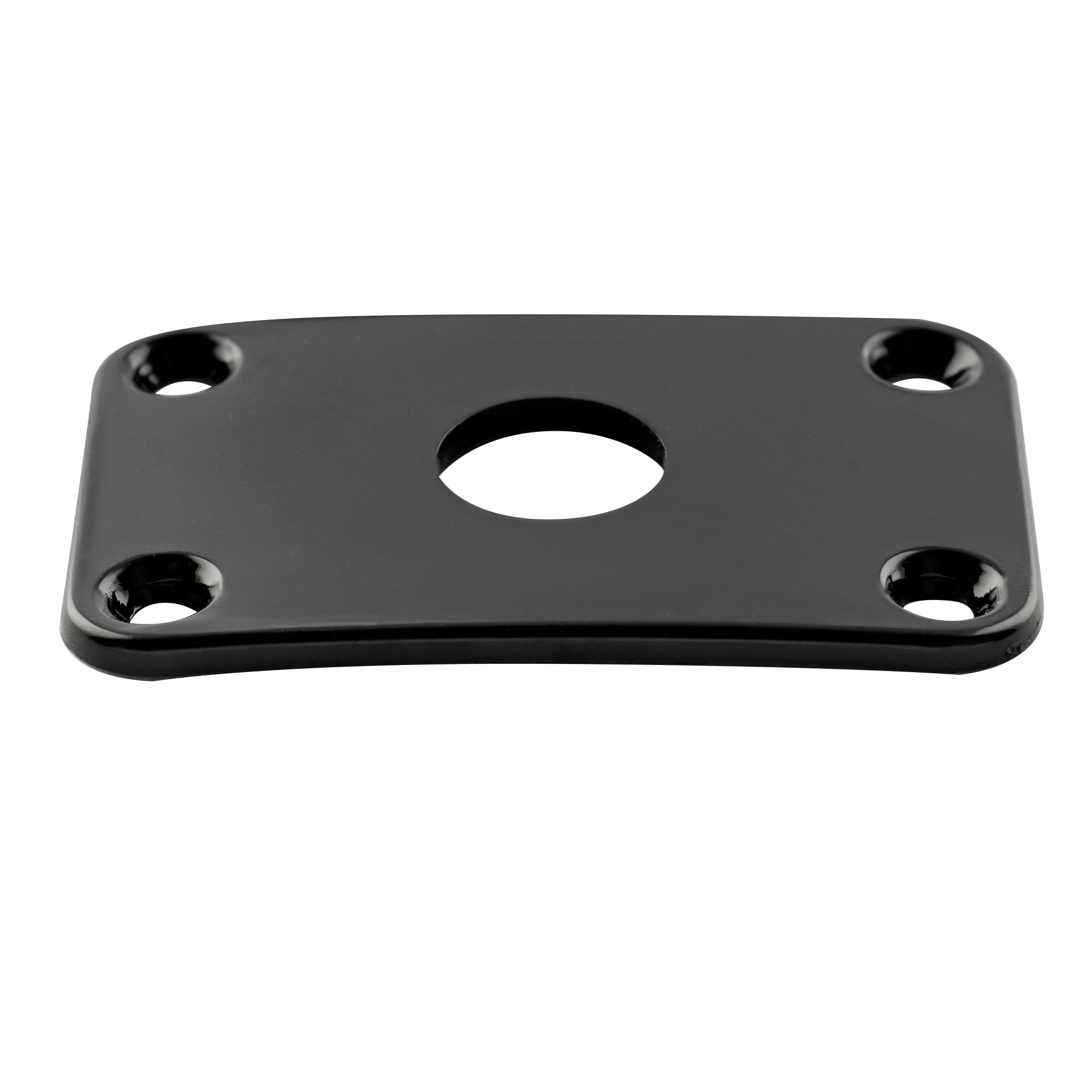 Musiclily Pro Plastic Curved Jack Plate Rectangular Jackplates for Electric Guitar, Black (Set of 2)