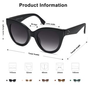 SOJOS Retro Oversized Cateye Sunglasses for Women Large Vintage Trendy Shades SJ2074, Black/Grey